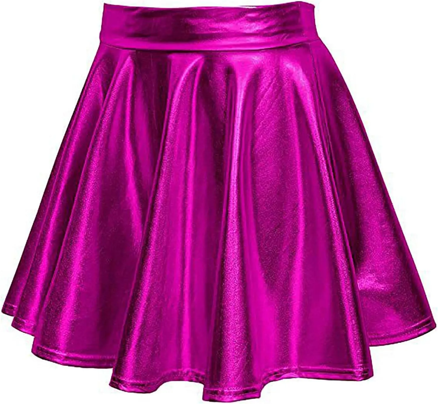 Women Faux Leather Mini Skirts Night Out Disco Short Skirt Sexy Performance Stage Pleated Skirt PU-Leather Skirts