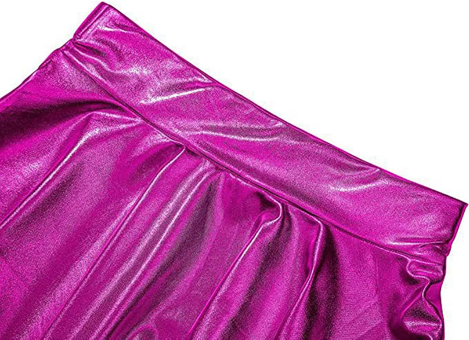Women Faux Leather Mini Skirts Night Out Disco Short Skirt Sexy Performance Stage Pleated Skirt PU-Leather Skirts