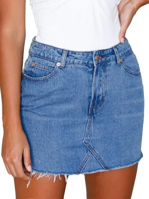 Women High Waisted Jean Mini Skirts