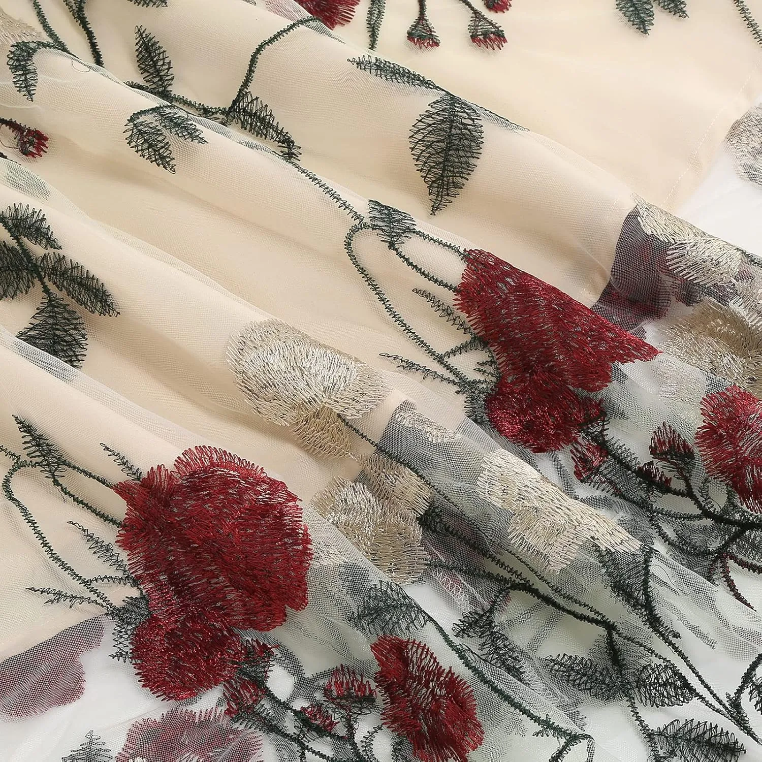 Women Keyhole Floral Embroidery Dress Sheer Mesh Illusion Vintage Cocktail Swing Dress Wedding Party Prom Tulle Evening Dress