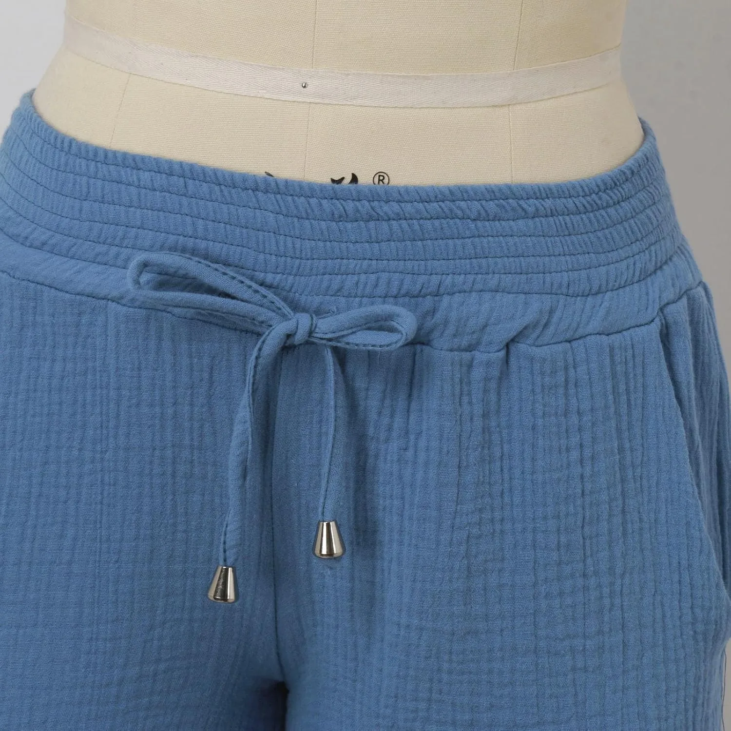 Women Layered Pleats Maternity Shorts Underbelly Drawstring Elastic Waist with Pockets Comfy Casual Beach Shorts