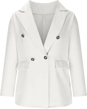 Women Long Sleeve Blazer Solid Color Work Office Open Front Casual Jackets Lightweight Comfy Trendy 2025 Outfits
