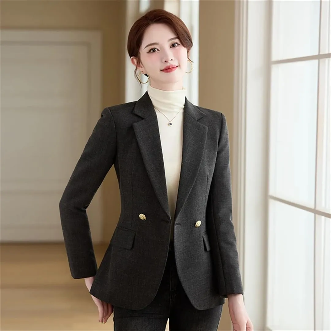 Women Sequin Single Button Long Sleeve Blazers Coat Apricot Black Gray Suit Jacket