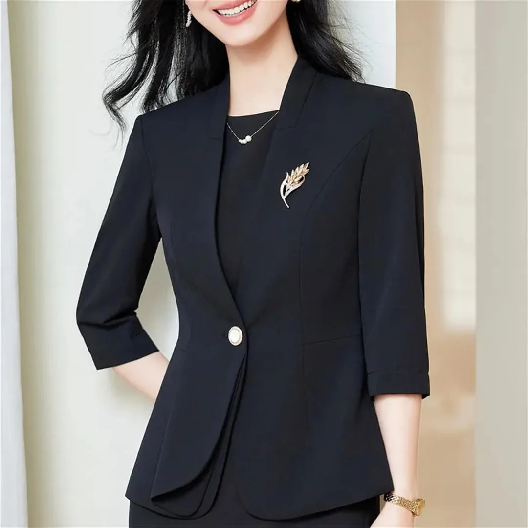 Women Spring Summer Sleeve Formal Elegant Blazers Jackets Coat Business Work Wear Outwear Tops