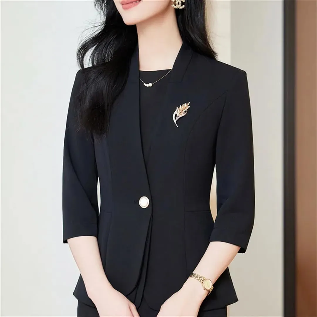 Women Spring Summer Sleeve Formal Elegant Blazers Jackets Coat Business Work Wear Outwear Tops