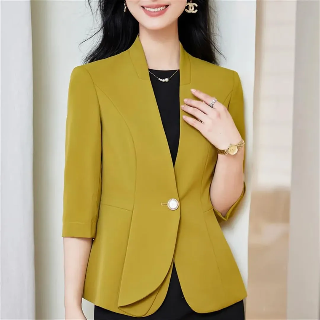 Women Spring Summer Sleeve Formal Elegant Blazers Jackets Coat Business Work Wear Outwear Tops