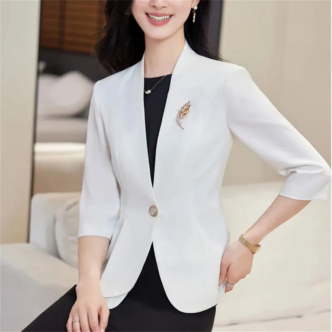 Women Spring Summer Sleeve Formal Elegant Blazers Jackets Coat Business Work Wear Outwear Tops