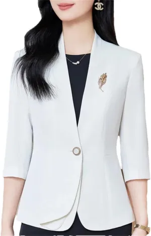 Women Spring Summer Sleeve Formal Elegant Blazers Jackets Coat Business Work Wear Outwear Tops