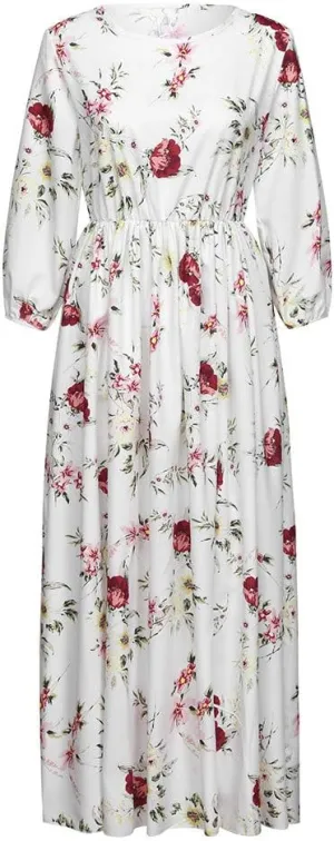 Women Summer Casual Floral Printed Swing Half Sleeve A-Line Flowy Boho Maxi Dress 2025 Trendy Beach Travel Clothes