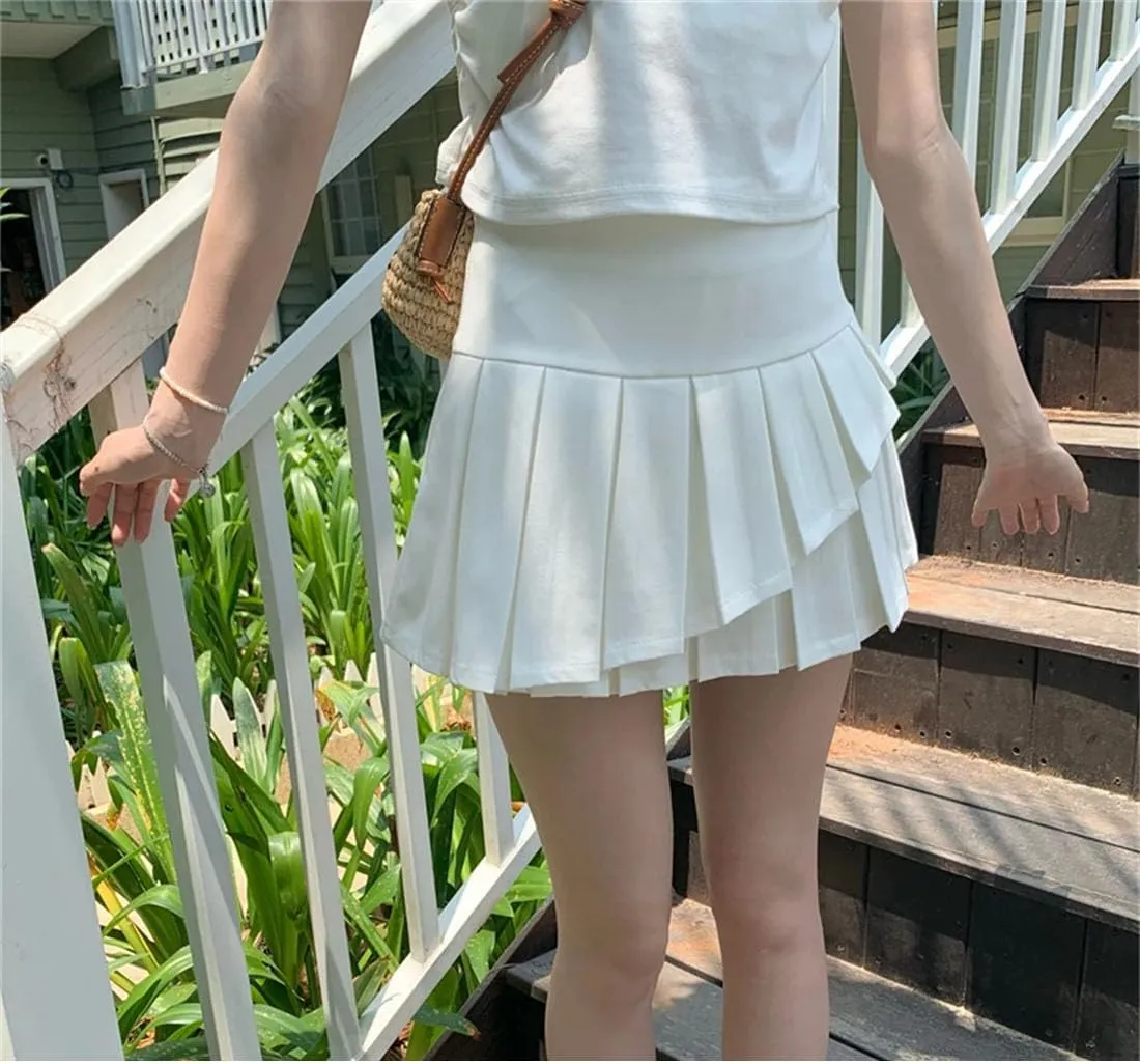 Women Vintage A-Line Pleated Skirt Mini Skirts for Work