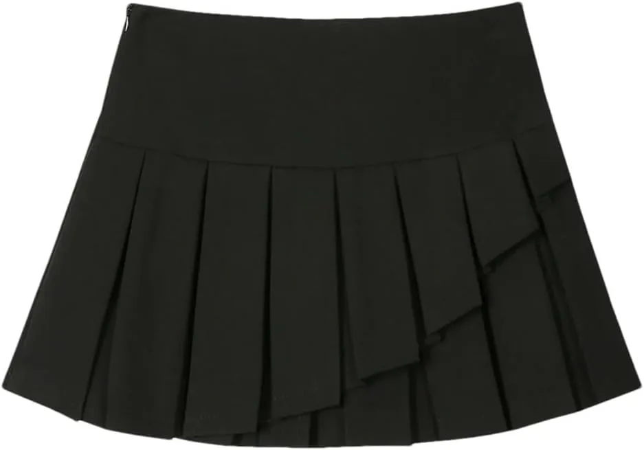 Women Vintage A-Line Pleated Skirt Mini Skirts for Work