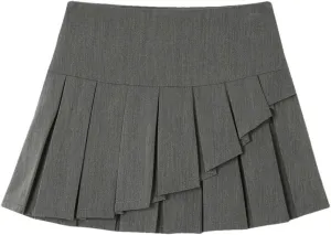 Women Vintage A-Line Pleated Skirt Mini Skirts for Work