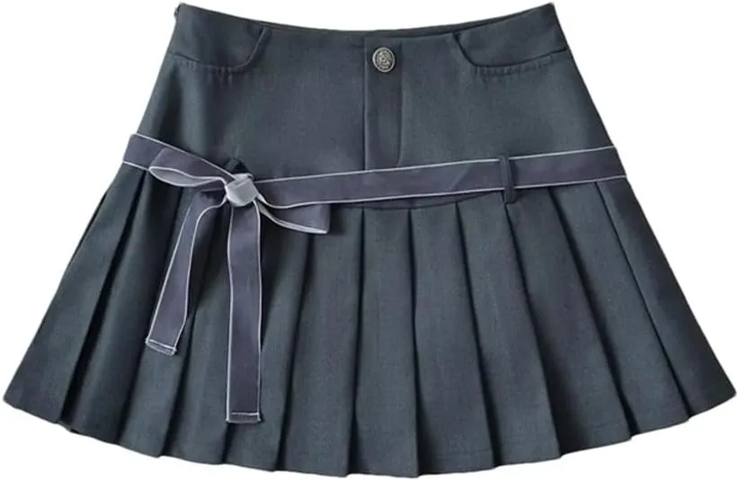 Women Vintage Plaid Mini Skirt Elegant A-Line Pleated Skirt