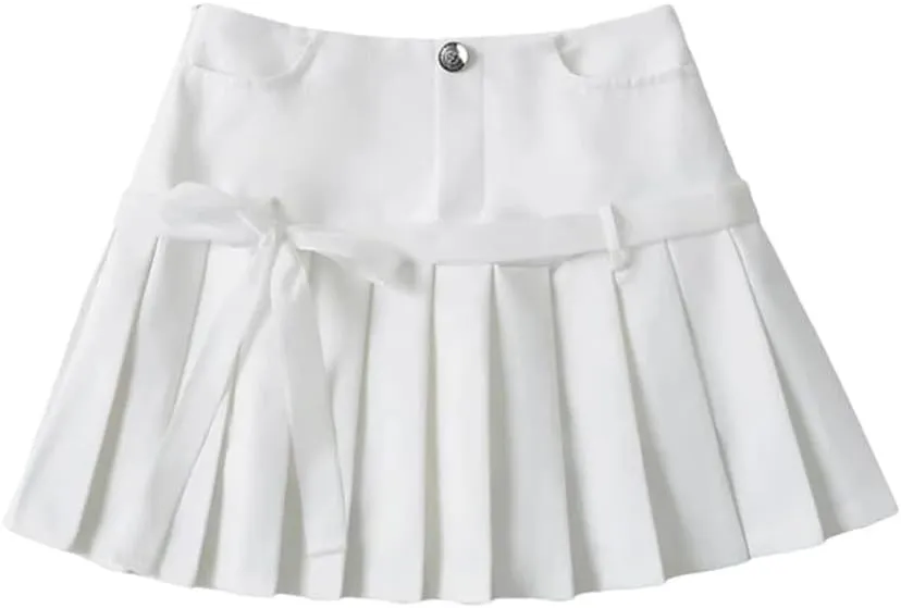 Women Vintage Plaid Mini Skirt Elegant A-Line Pleated Skirt