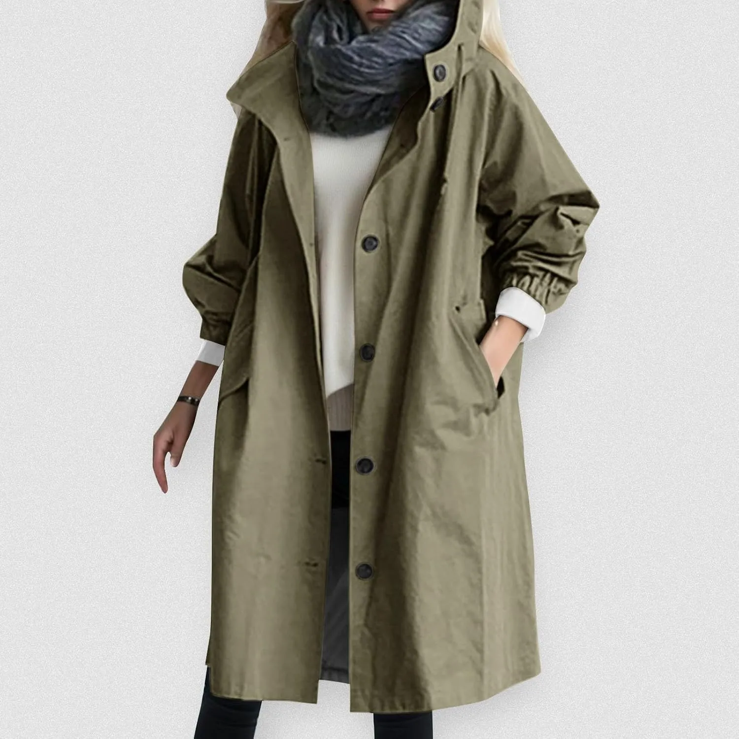 Women Wool Coat Peacoat Jacket Thick Loose Double Breasted Pea Coat Woolen Winter Overcoat