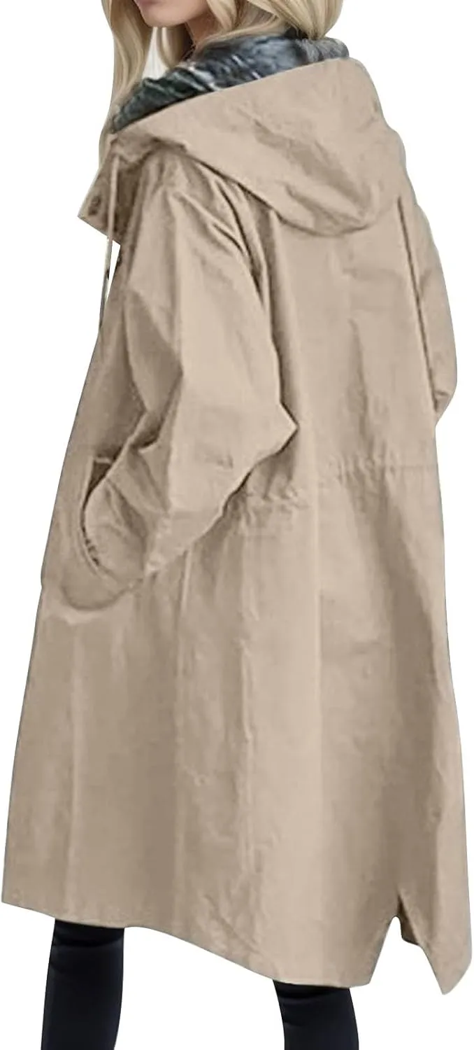 Women Wool Coat Peacoat Jacket Thick Loose Double Breasted Pea Coat Woolen Winter Overcoat