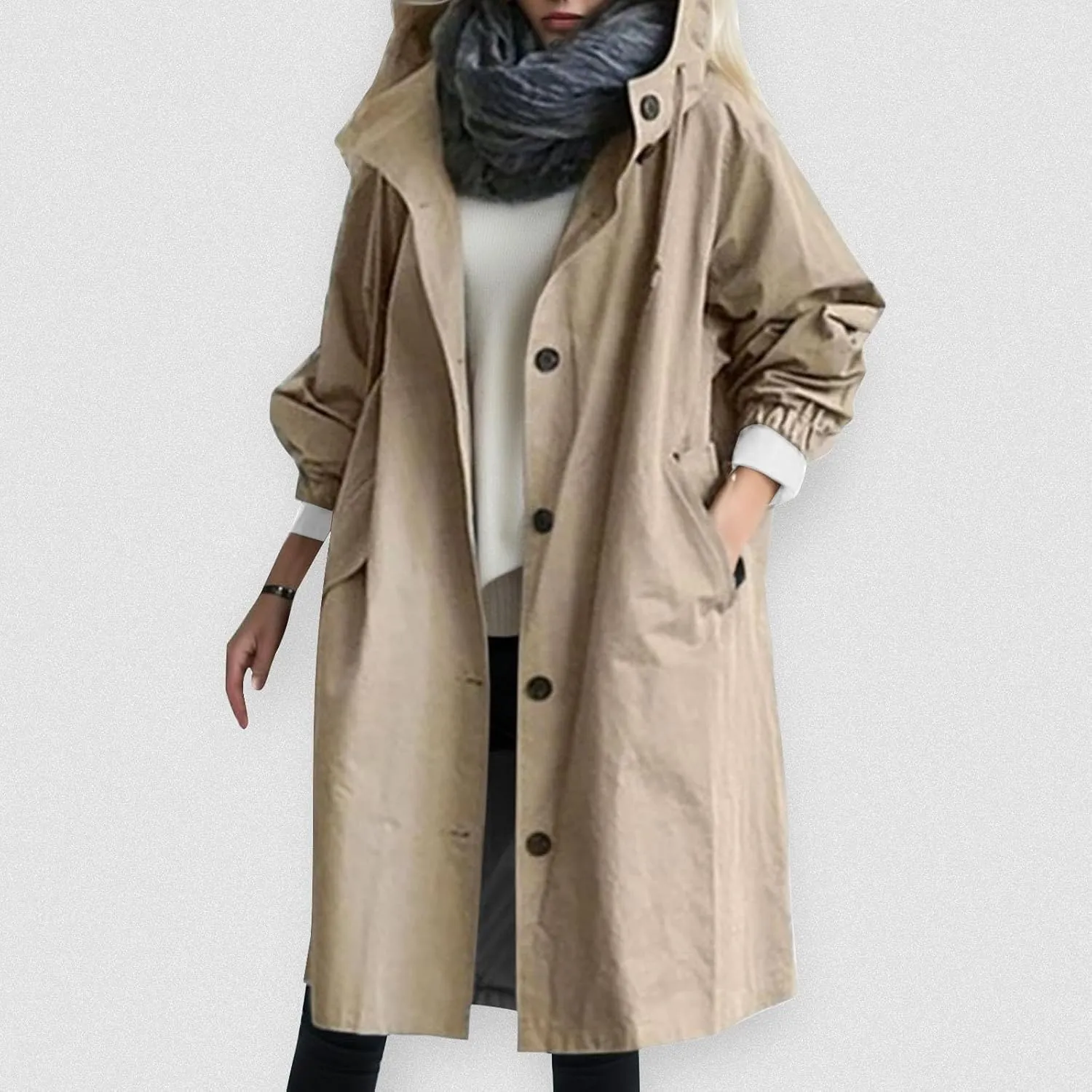 Women Wool Coat Peacoat Jacket Thick Loose Double Breasted Pea Coat Woolen Winter Overcoat