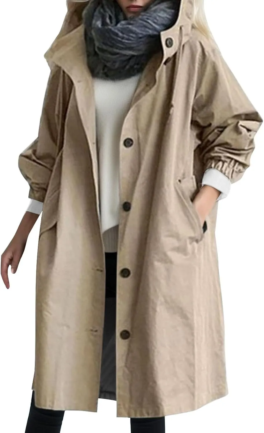 Women Wool Coat Peacoat Jacket Thick Loose Double Breasted Pea Coat Woolen Winter Overcoat