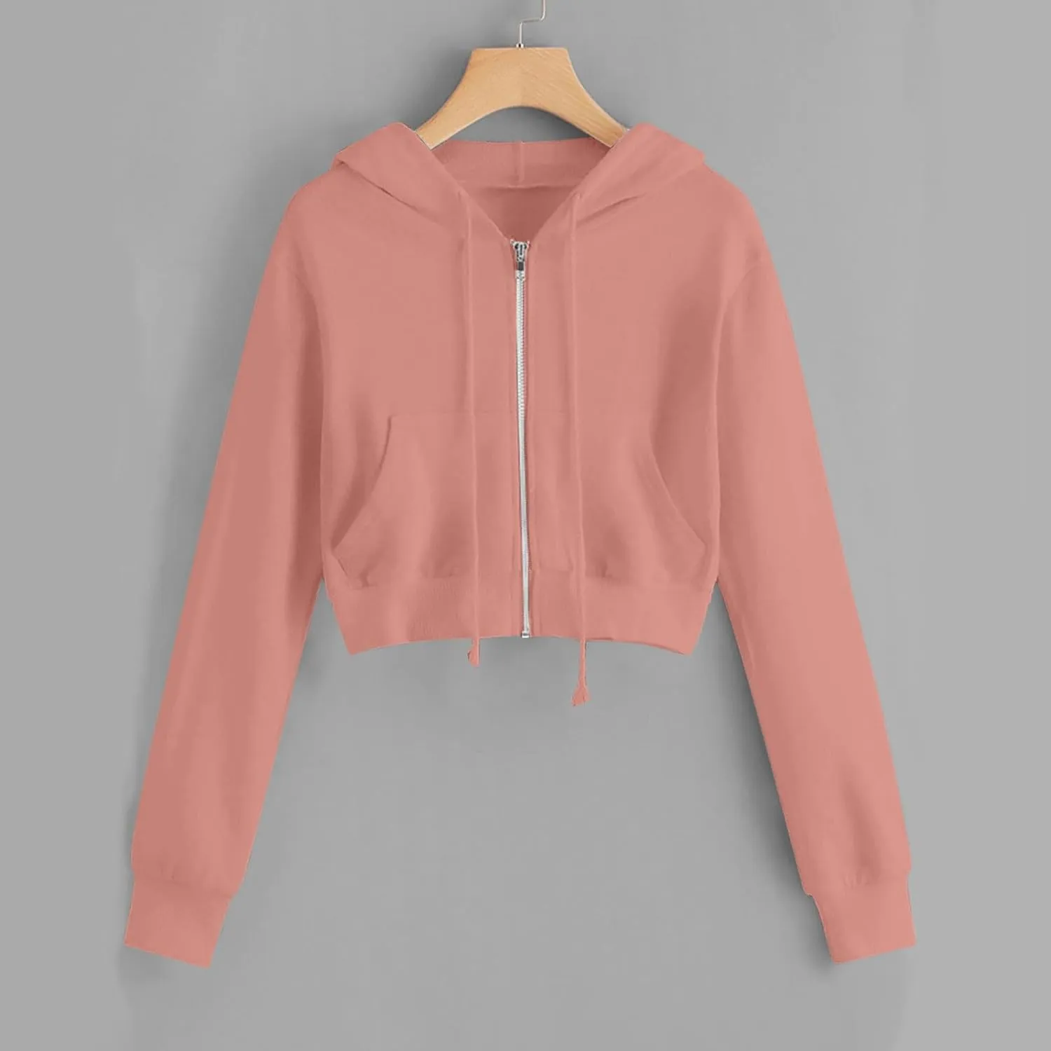 Women Zip Up Hoodies Fall Fashion Cropped Long Sleeve Sweatshirts Jacket Trendy Crop Tops Cute Hoodies for Teen Girls