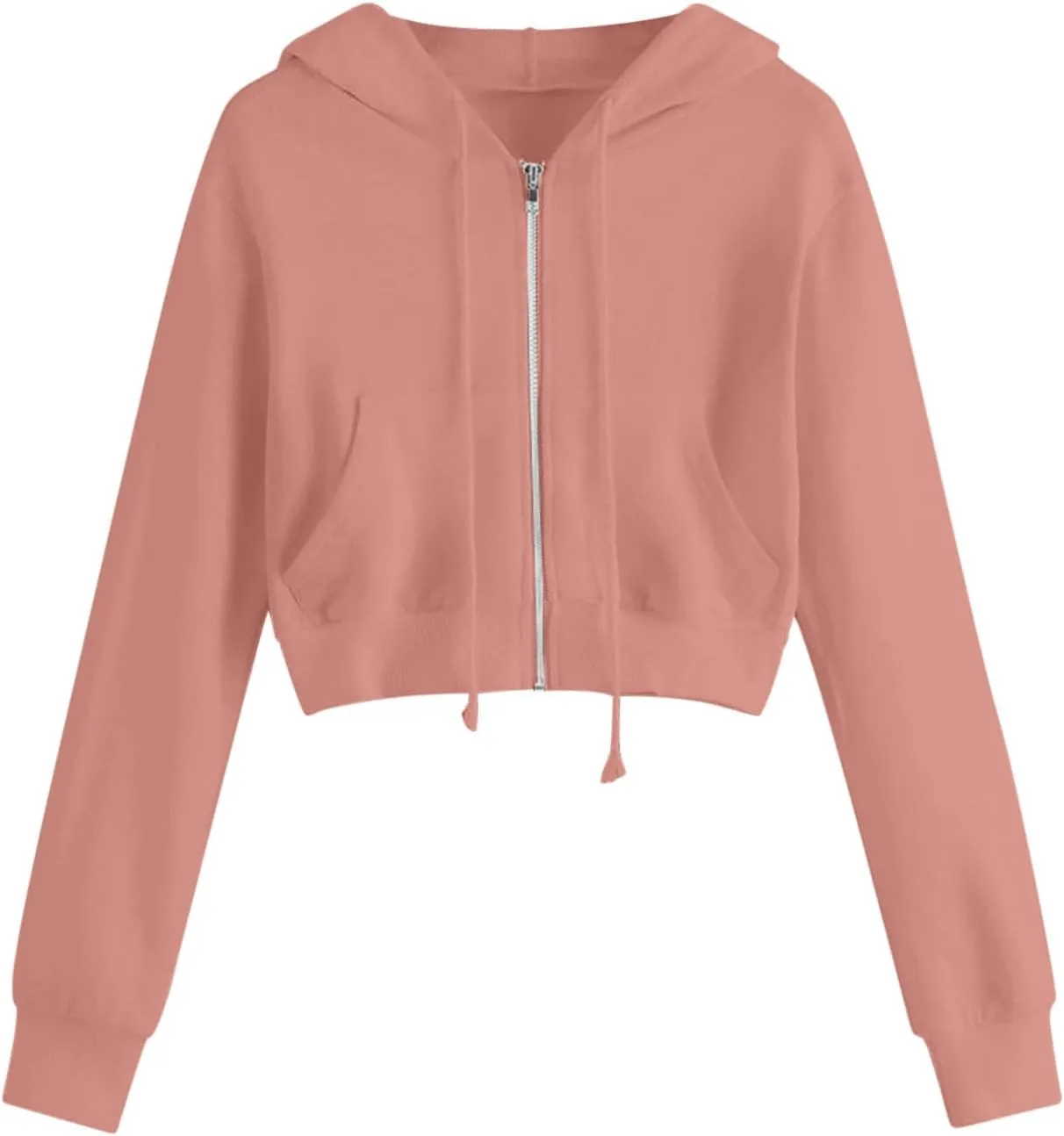 Women Zip Up Hoodies Fall Fashion Cropped Long Sleeve Sweatshirts Jacket Trendy Crop Tops Cute Hoodies for Teen Girls