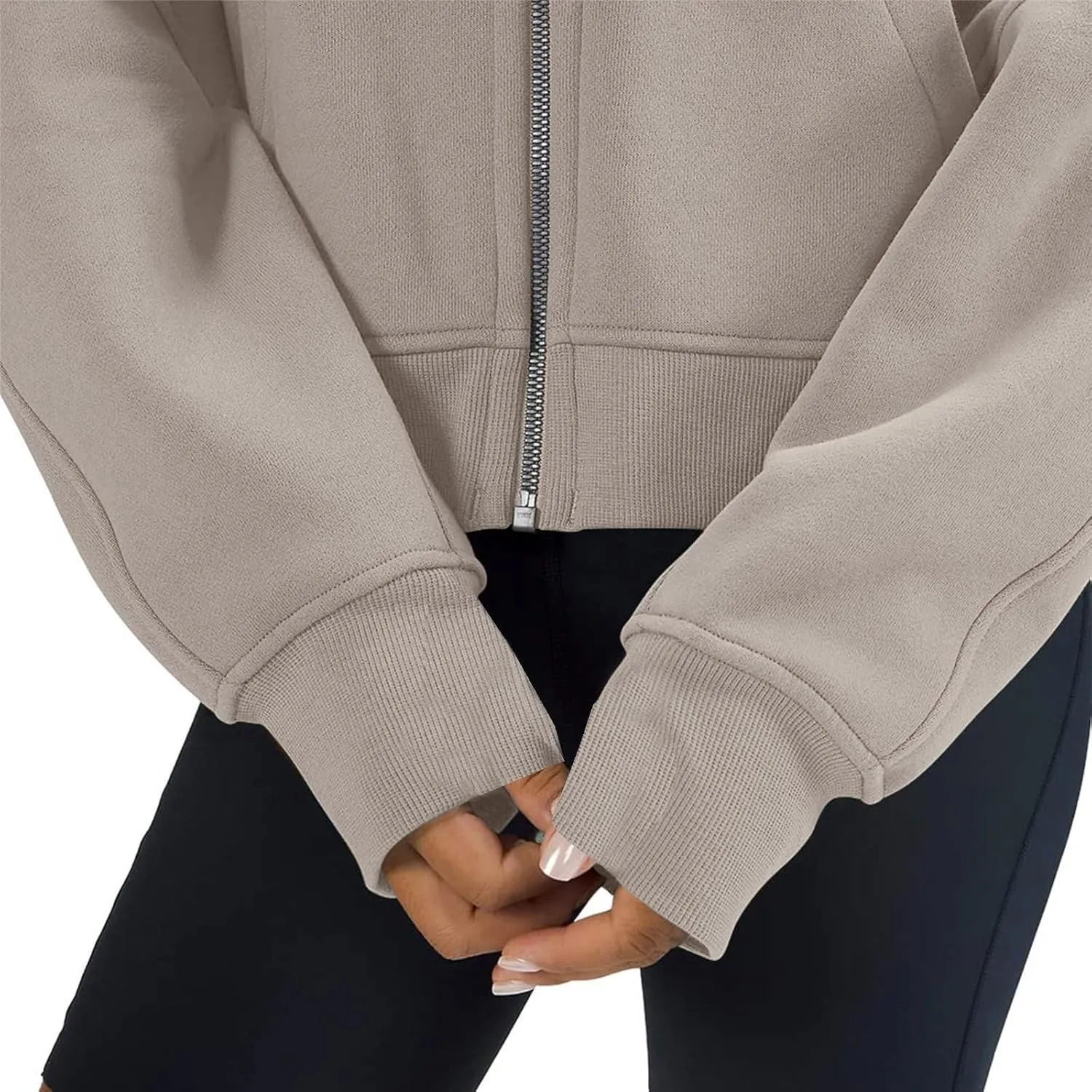 Women Zip Up Hoodies Y2k Cropped Sweatshirt Trendy Fleece Jacket Casual Collared Blouse Lightweight Long Sleeve Tops