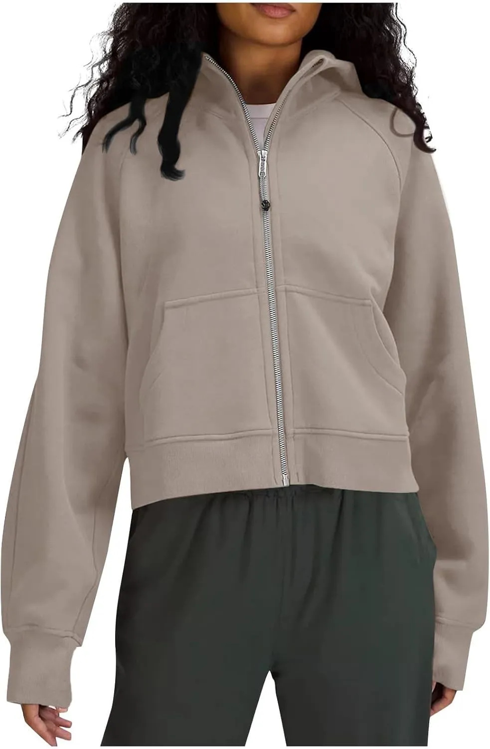 Women Zip Up Hoodies Y2k Cropped Sweatshirt Trendy Fleece Jacket Casual Collared Blouse Lightweight Long Sleeve Tops