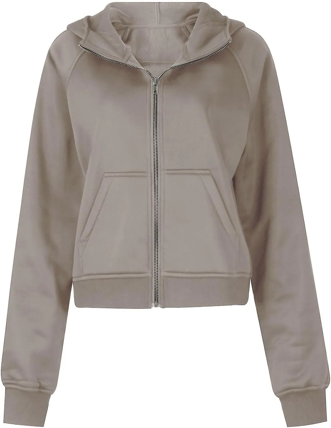 Women Zip Up Hoodies Y2k Cropped Sweatshirt Trendy Fleece Jacket Casual Collared Blouse Lightweight Long Sleeve Tops