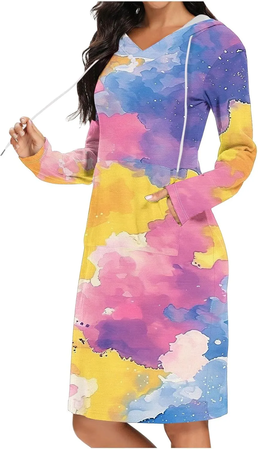Women's 2024 Fall Dresses Long Sleeve V Neck Floral Dress Flowy Casual Dress Midi Dress Shift Long Dress