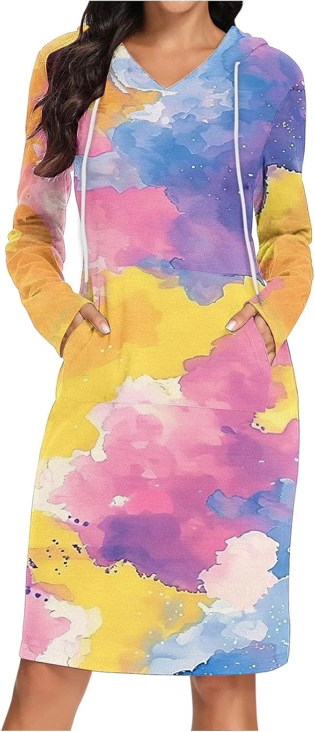 Women's 2024 Fall Dresses Long Sleeve V Neck Floral Dress Flowy Casual Dress Midi Dress Shift Long Dress