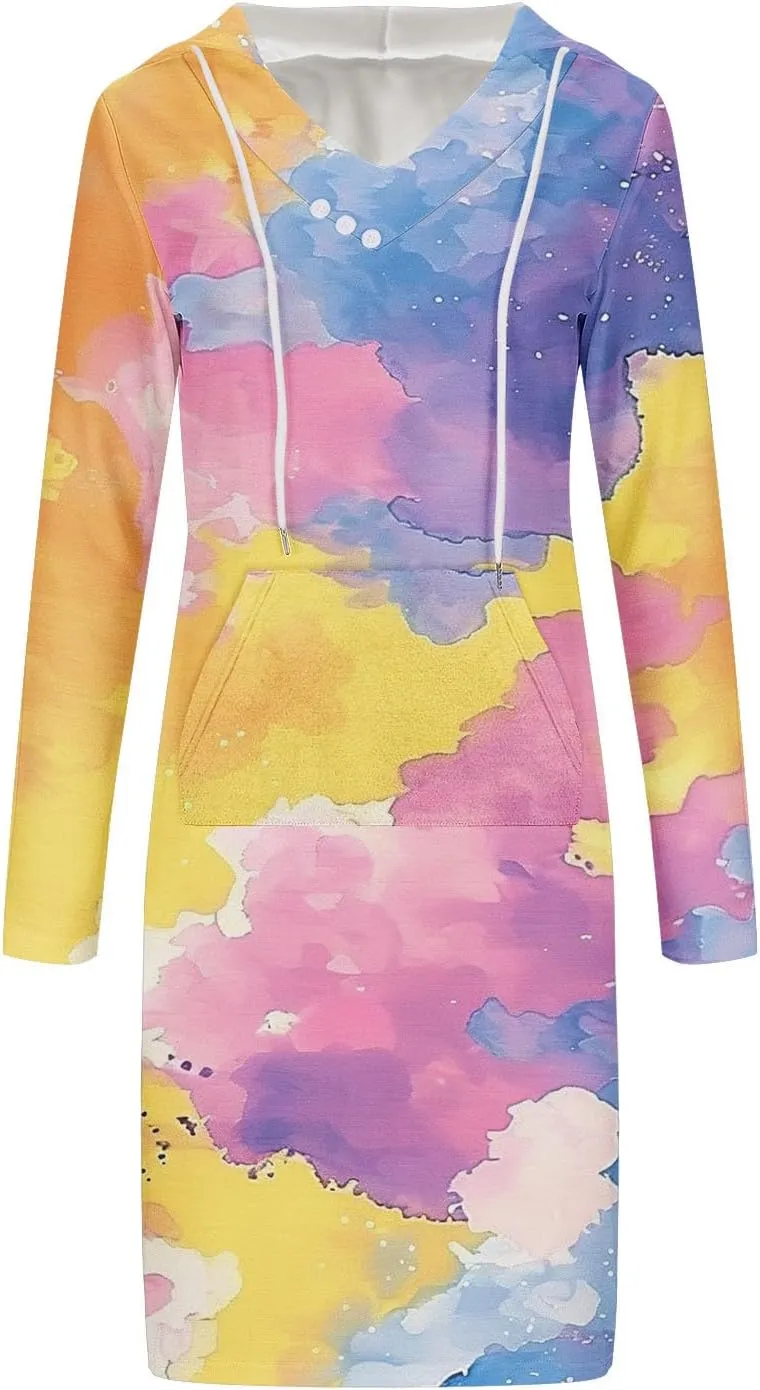 Women's 2024 Fall Dresses Long Sleeve V Neck Floral Dress Flowy Casual Dress Midi Dress Shift Long Dress