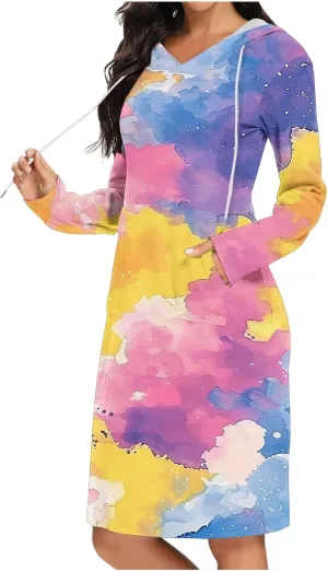 Women's 2024 Fall Dresses Long Sleeve V Neck Floral Dress Flowy Casual Dress Midi Dress Shift Long Dress