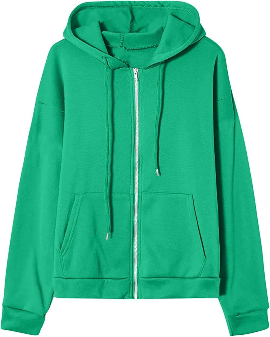 Women's 2024 Fall Zip Up Hoodies Sweatshirt Solid Color Long Sleeve Oversized Coat Casual Cozy Fall Winter Outfits