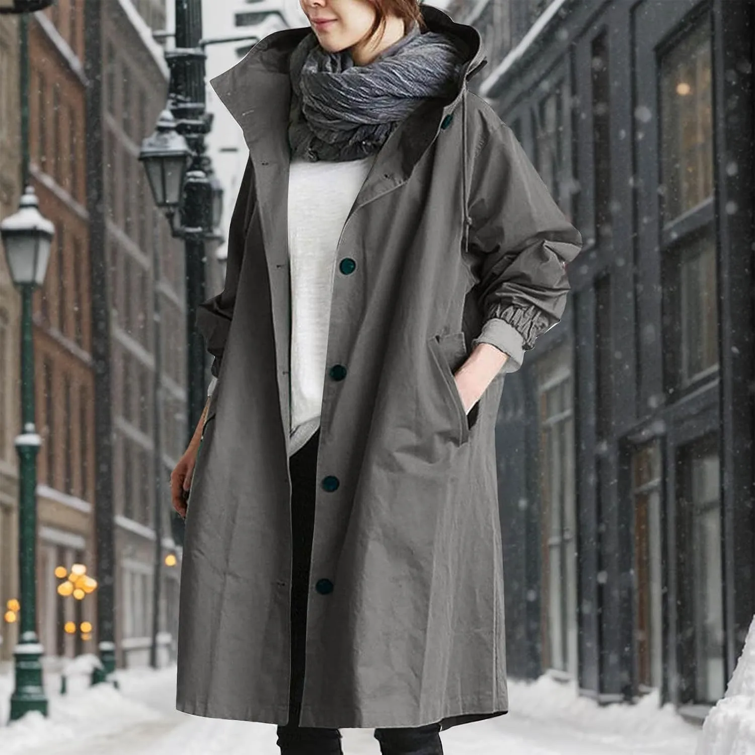 Women's 2025 Plaid Shacket Jacket Casual Button Wool Blend Winter Tartan Trench Coat With Pockets
