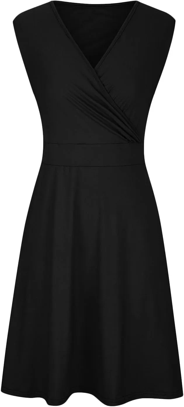Women's 2025 Summer Sleeveless Ruched Waist Flowy A Line High Low Midi Cocktail Party Dress