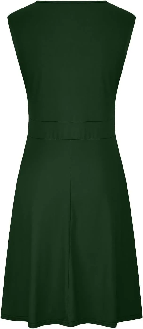 Women's 2025 Summer Sleeveless Ruched Waist Flowy A Line High Low Midi Cocktail Party Dress