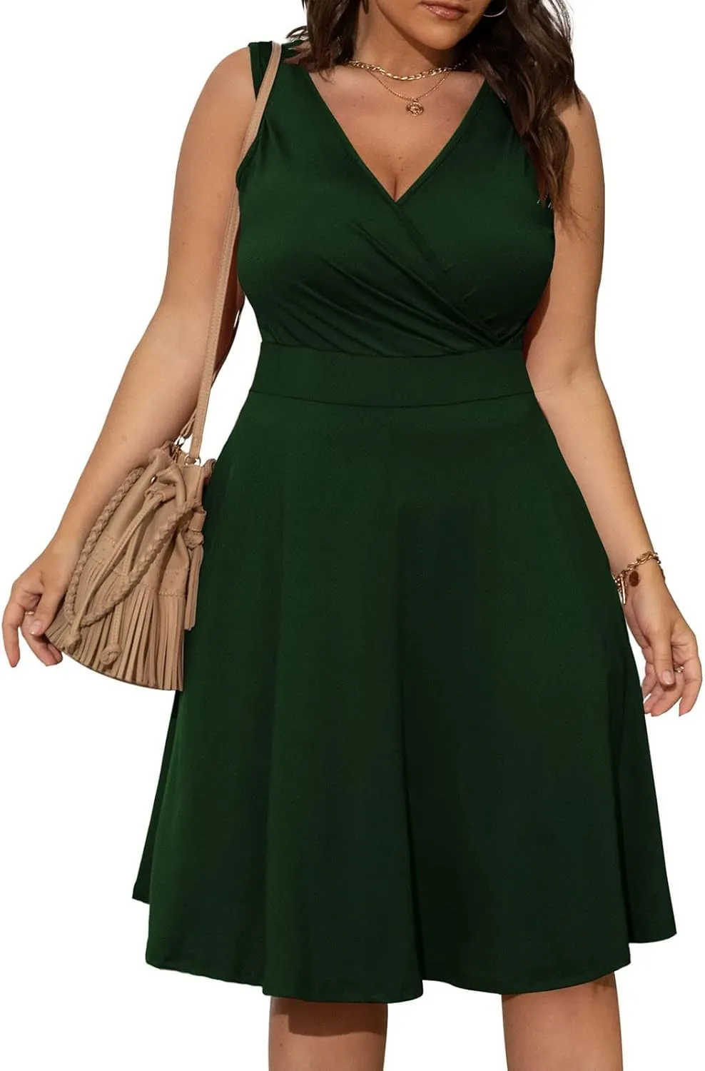 Women's 2025 Summer Sleeveless Ruched Waist Flowy A Line High Low Midi Cocktail Party Dress