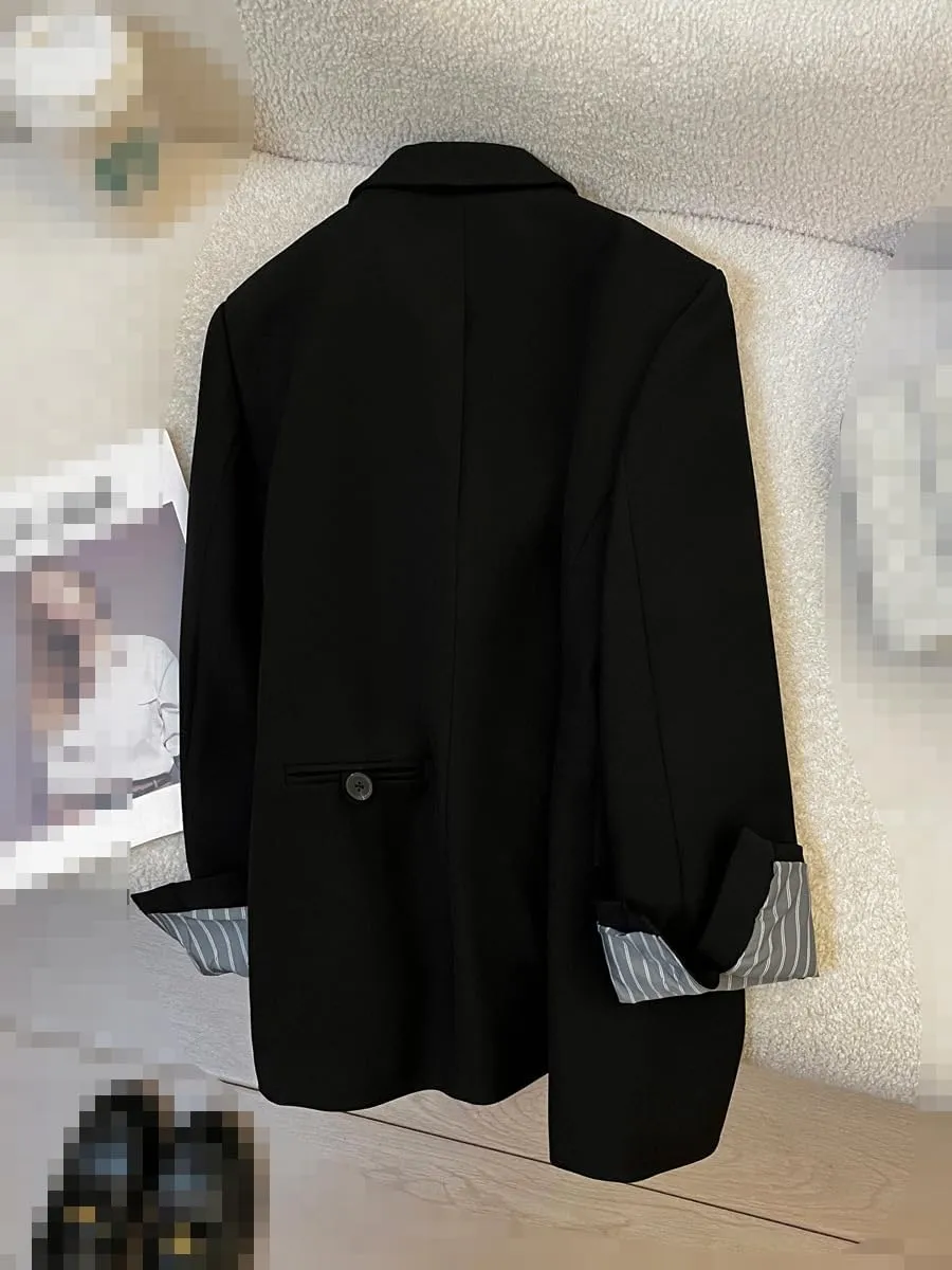 Women's Blazer Jacket Spring Striped Long-Sleeve Suits