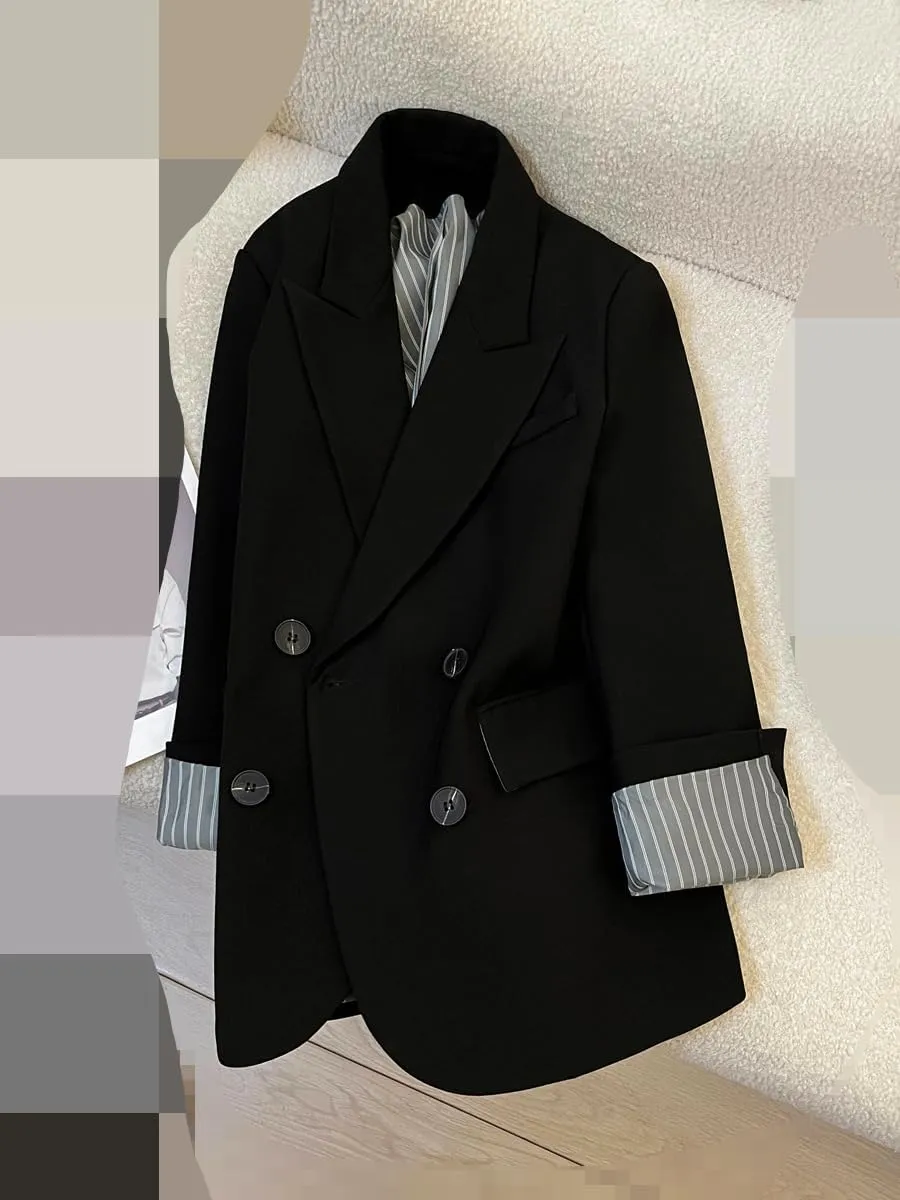 Women's Blazer Jacket Spring Striped Long-Sleeve Suits