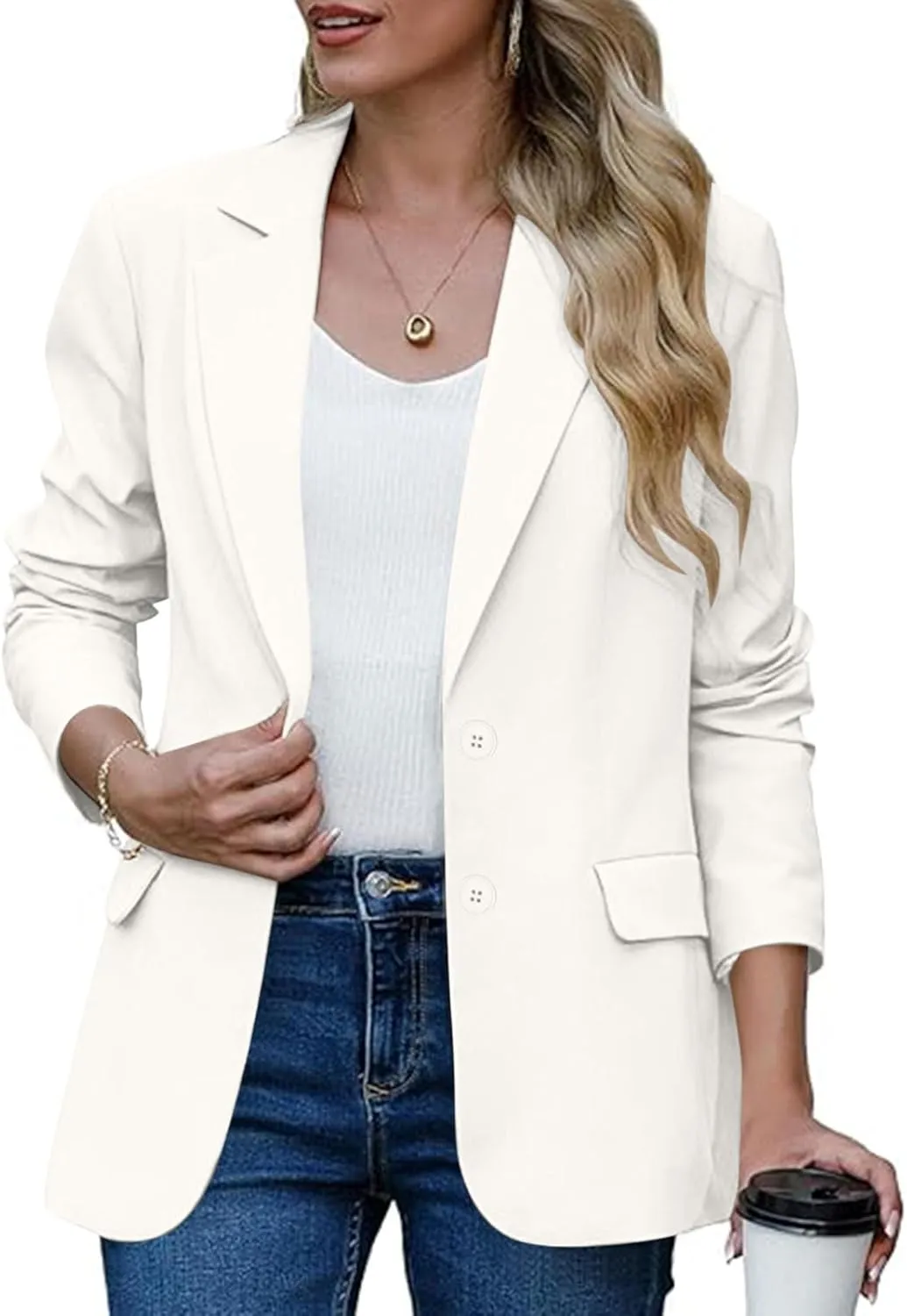Women's Blazers & Suit Jackets Business Casual Long Sleeve Open Front Lightweight Blazer Fall Fashion Work Office Suit