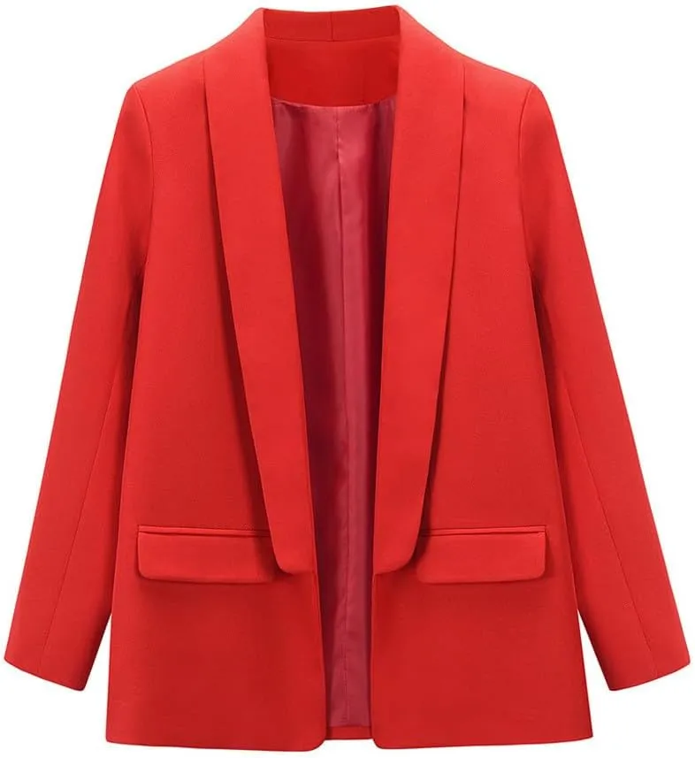Women's Blazers Casual Lightweight Buttonless Plus Size Boyfriend Blazers Long Sleeve Slim Fit Dressy Work Blazer