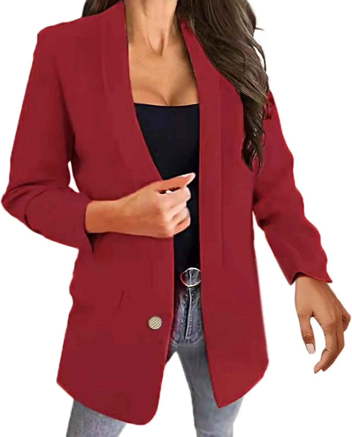 Womens Blazers Casual Lightweight Long Sleeve Suit Jackets Open Front Business Cardigan 2024 Fall Fashion Work Jacket