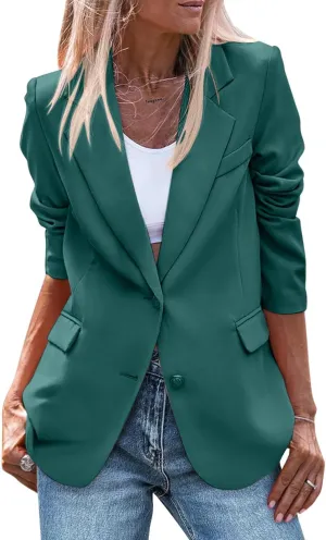 Womens Business Casual Blazers Button Open Front Long Sleeve Outfits Lightweight Work Office Jackets with Pockets
