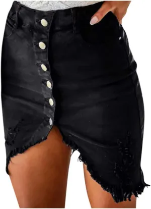 Womens Button Split Skirt Women's Skirt Skirts Button Fashion Design Summer Front Open Denim Skirt Skirts for