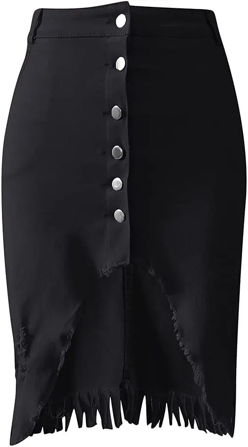 Womens Button Split Skirt Women's Skirt Skirts Button Fashion Design Summer Front Open Denim Skirt Skirts for