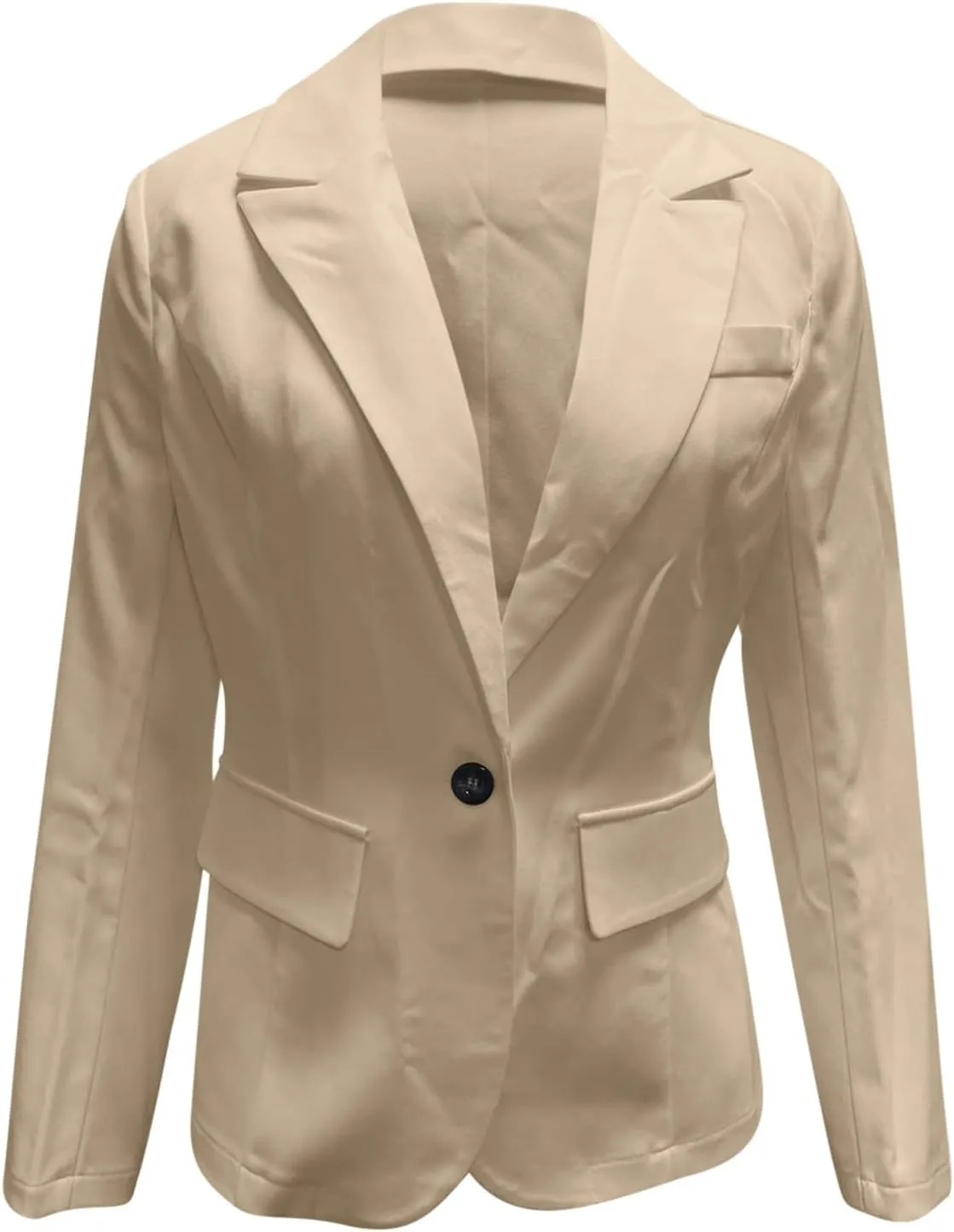 Womens Casual Blazers Fall Lapel Long Sleeve Lightweight Suit Jackets Open Front Button Office Blazer Fake Pockets