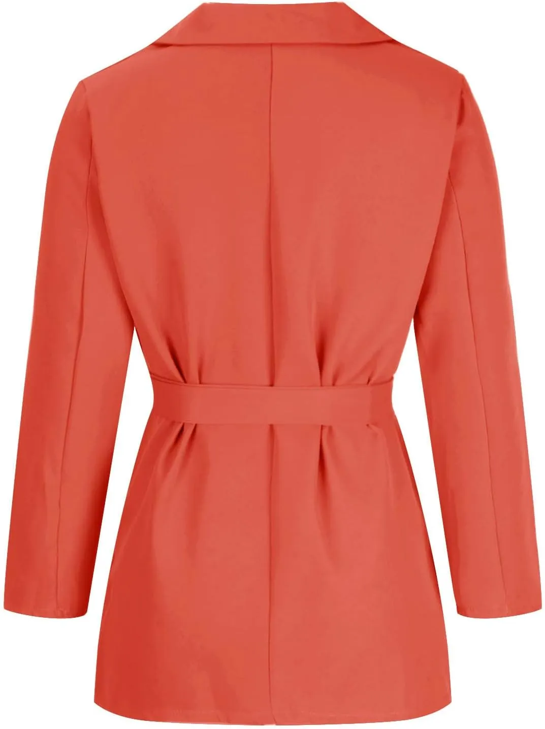 Women's Casual Elegant Blazers Long Sleeve Button Lapel Open Front Business Work Office Pockets Suit Jackets with Belt