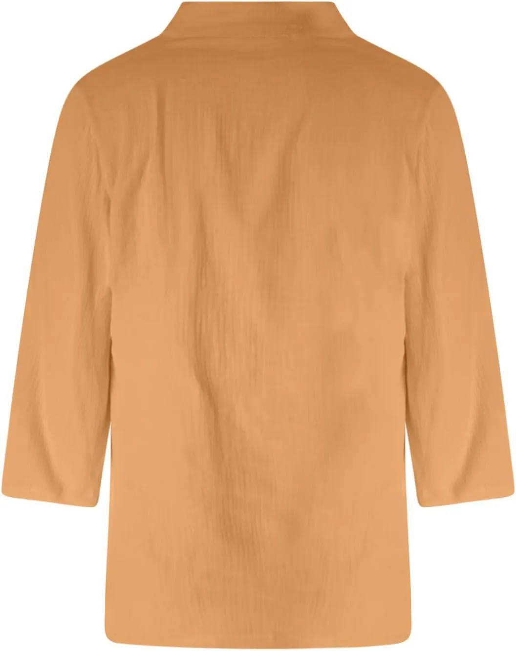 Women's Cotton Linen V Neck 3/4 Long Sleeve Solid Color Shirts Summer Fashion Casual Comfy Breathable Loose Tops