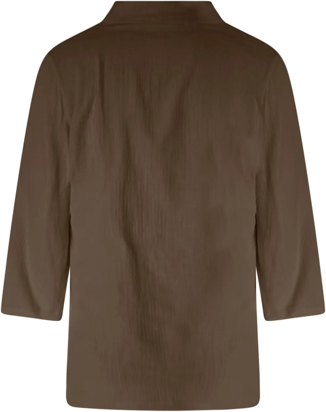 Women's Cotton Linen V Neck 3/4 Long Sleeve Solid Color Shirts Summer Fashion Casual Comfy Breathable Loose Tops
