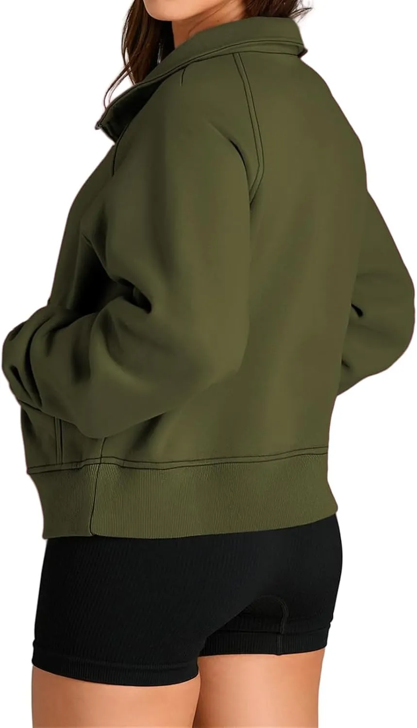 Womens Cropped Hoodies Oversized Quarter Zip Pullover Fleece Long Sleeve Fall Outfits Clothes Thumb Hole