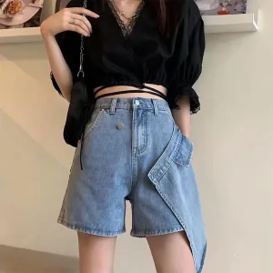 Women's Denim Skirt 2024 Summer Trendy A-Line Button Y2K Mini Casual Denim Skirt Cute Loose Vacation Jean Shorts for Women